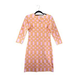 S J. Mclaughlin Carly Cabana Catalina Cloth 3/4 Sleeve Mini Dress Sheath Shift